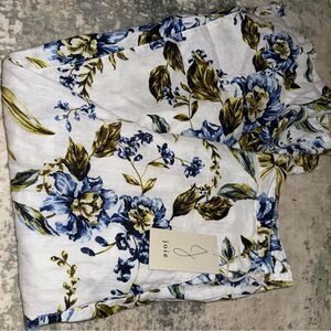 Joie Linen Pants with Blue and Green Floral Design